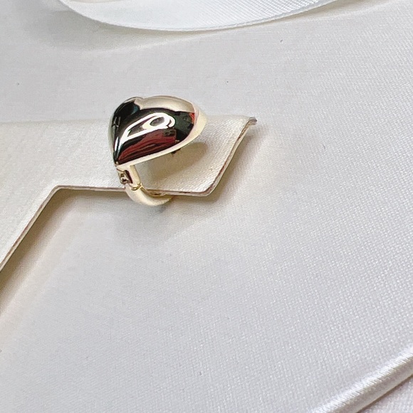 Puffed Heart Huggie Hoop Earrings - Picture 5 of 9